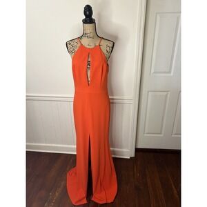 NWT Jay Godfrey Coral Red Formal Gown Dress Front Slit Evening Cocktail‎ Sz 8